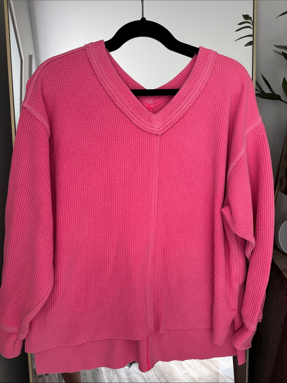 Aerie Bright Pink V-Neck Sweater